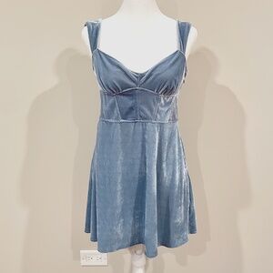 Urban Outfitters Dusty Blue Velvet Corset Dress